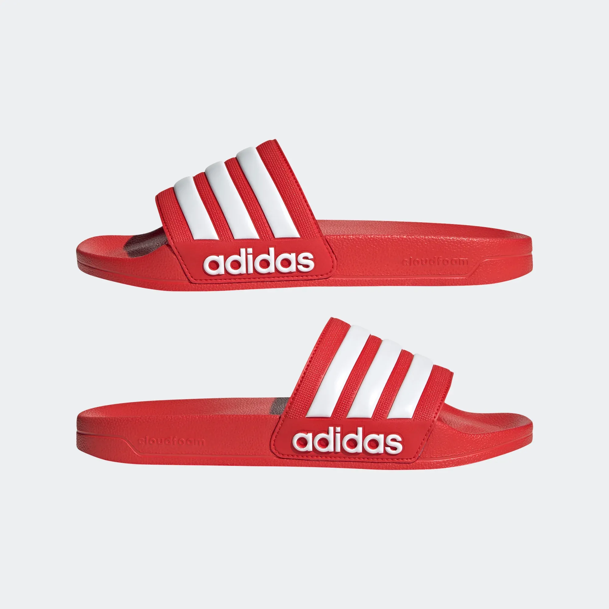 Adidas Men's Adilette Shower Slides - Vivid Red / Cloud White