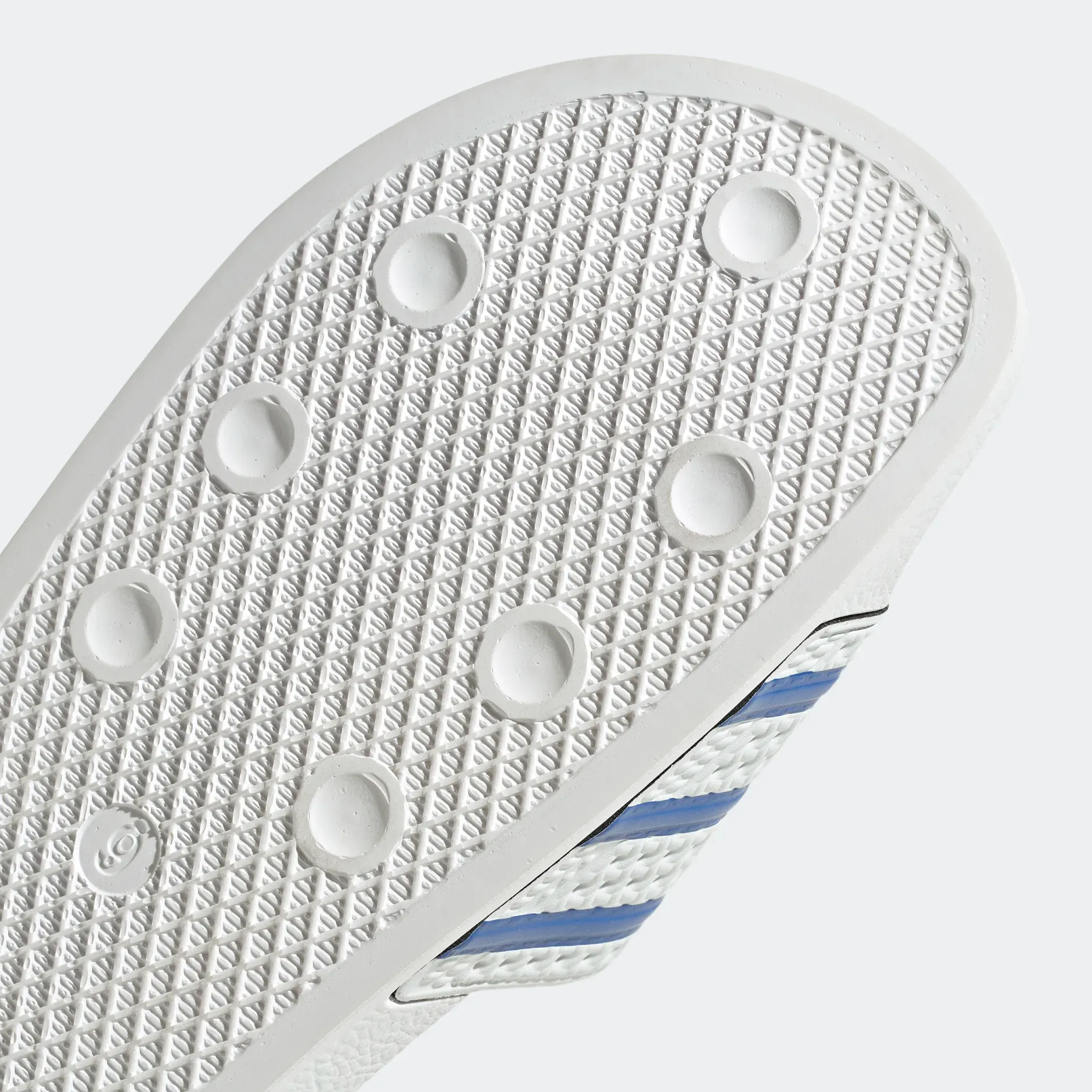 Adidas Men's Adilette Slides - Cloud White / Glow Blue