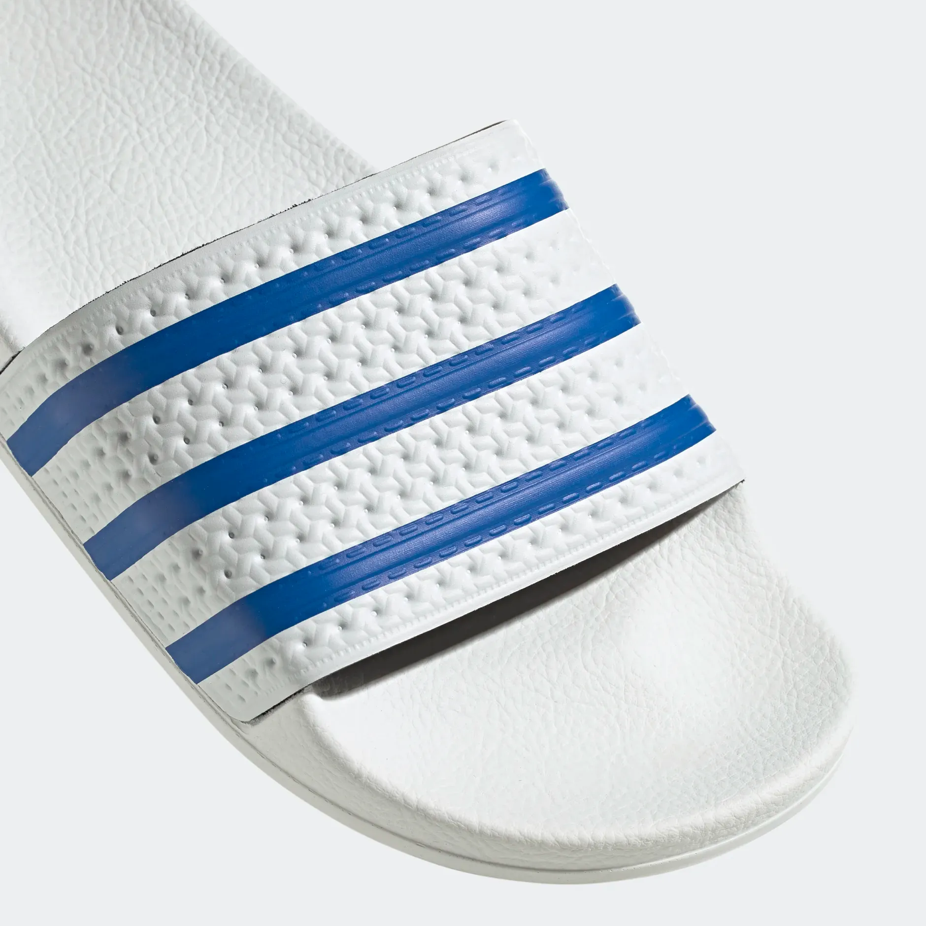 Adidas Men's Adilette Slides - Cloud White / Glow Blue