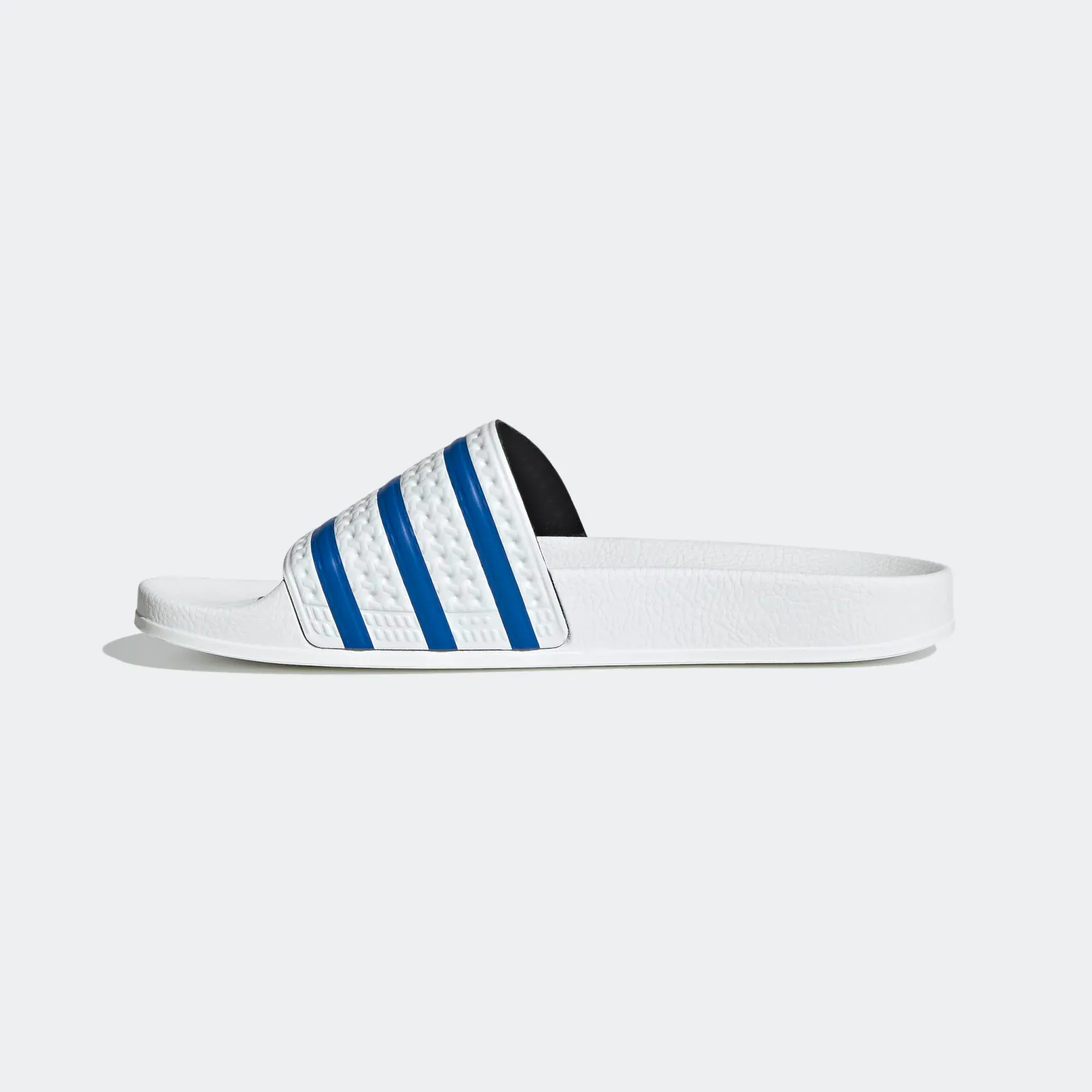 Adidas Men's Adilette Slides - Cloud White / Glow Blue