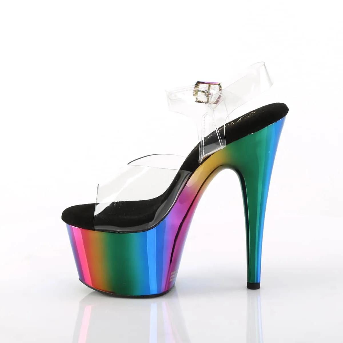 ADORE-708RC Clear & Multi Colour Ankle Peep Toe High Heel