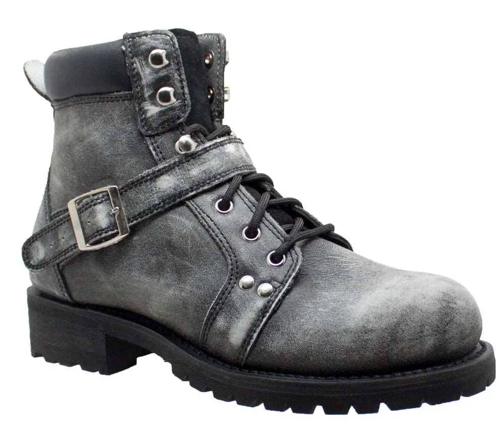 Ankle Boot - Men's Stonewashed Buckle Leather Boot - 9143SBKM