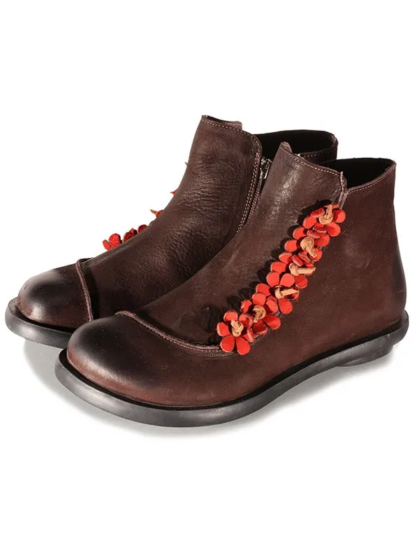 Autumn Winter Handmade Retro Double Leather Boots