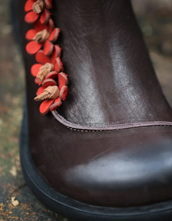 Autumn Winter Handmade Retro Double Leather Boots