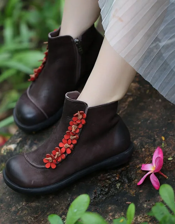 Autumn Winter Handmade Retro Double Leather Boots