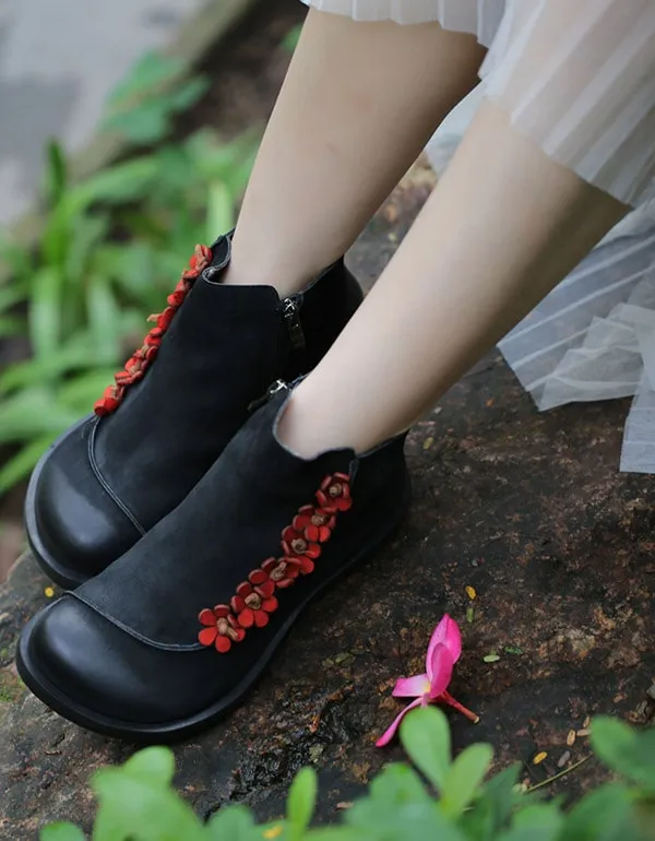 Autumn Winter Handmade Retro Double Leather Boots