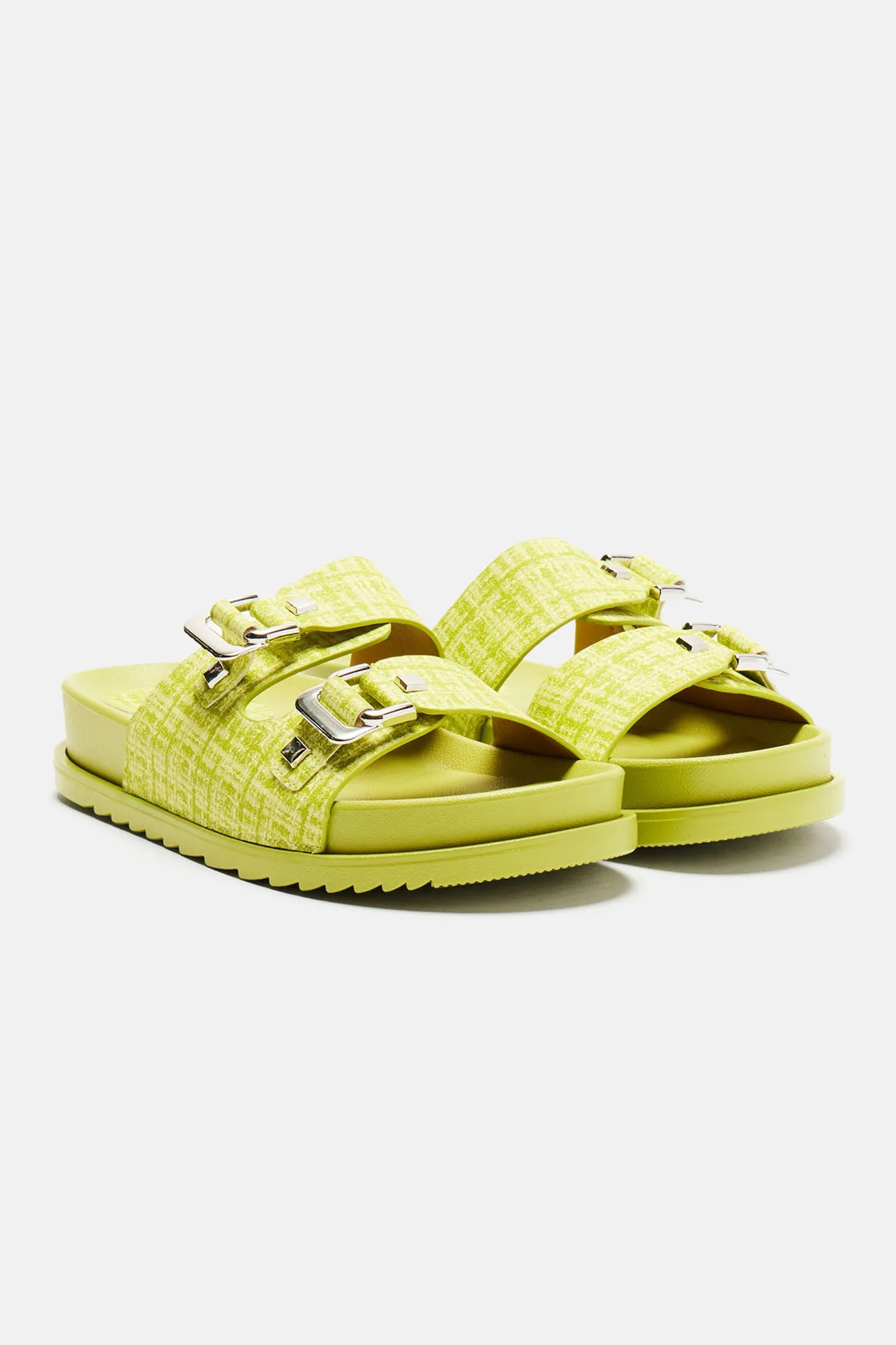 Be Ready Tweed Slides - Lime