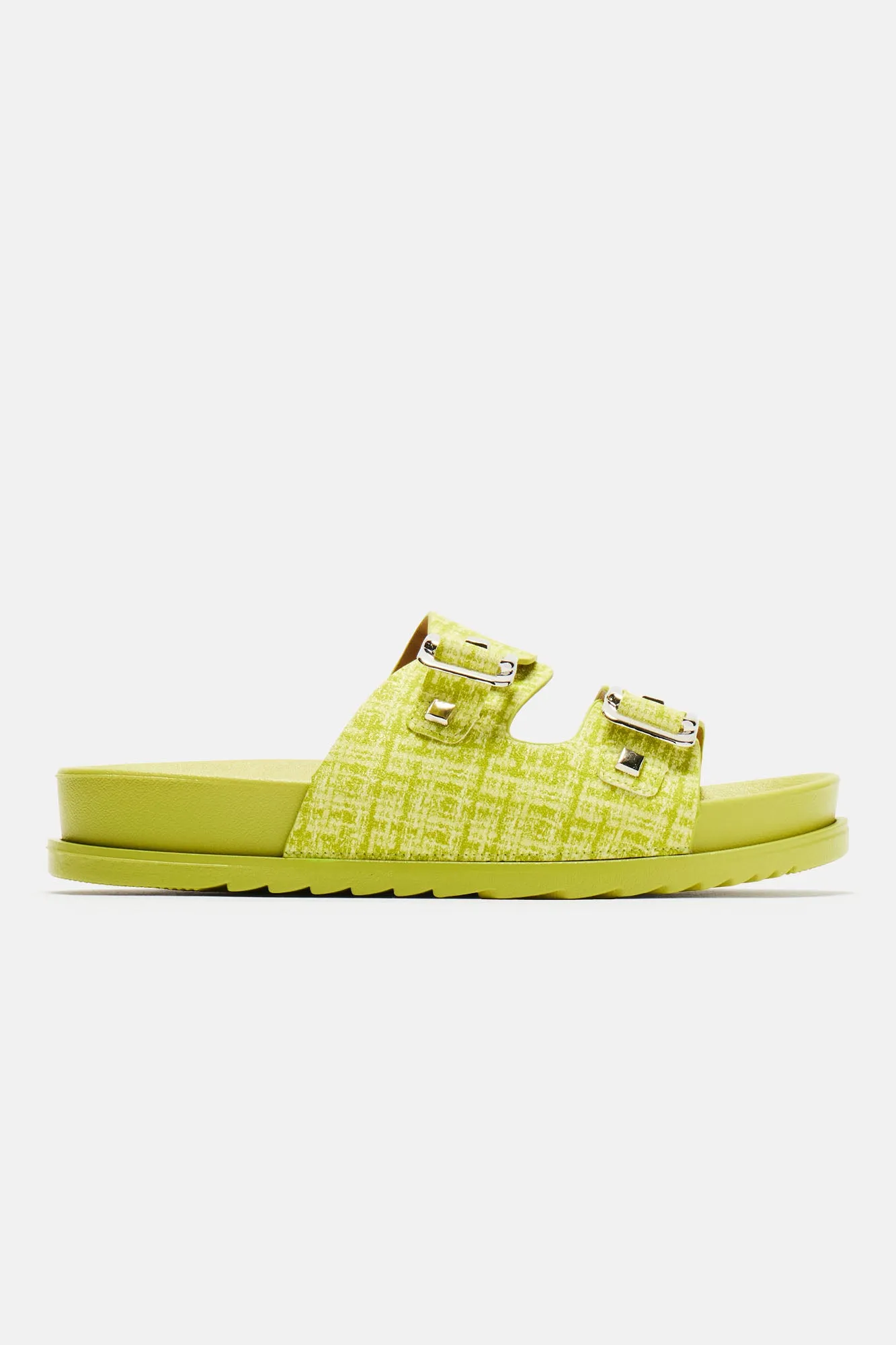 Be Ready Tweed Slides - Lime