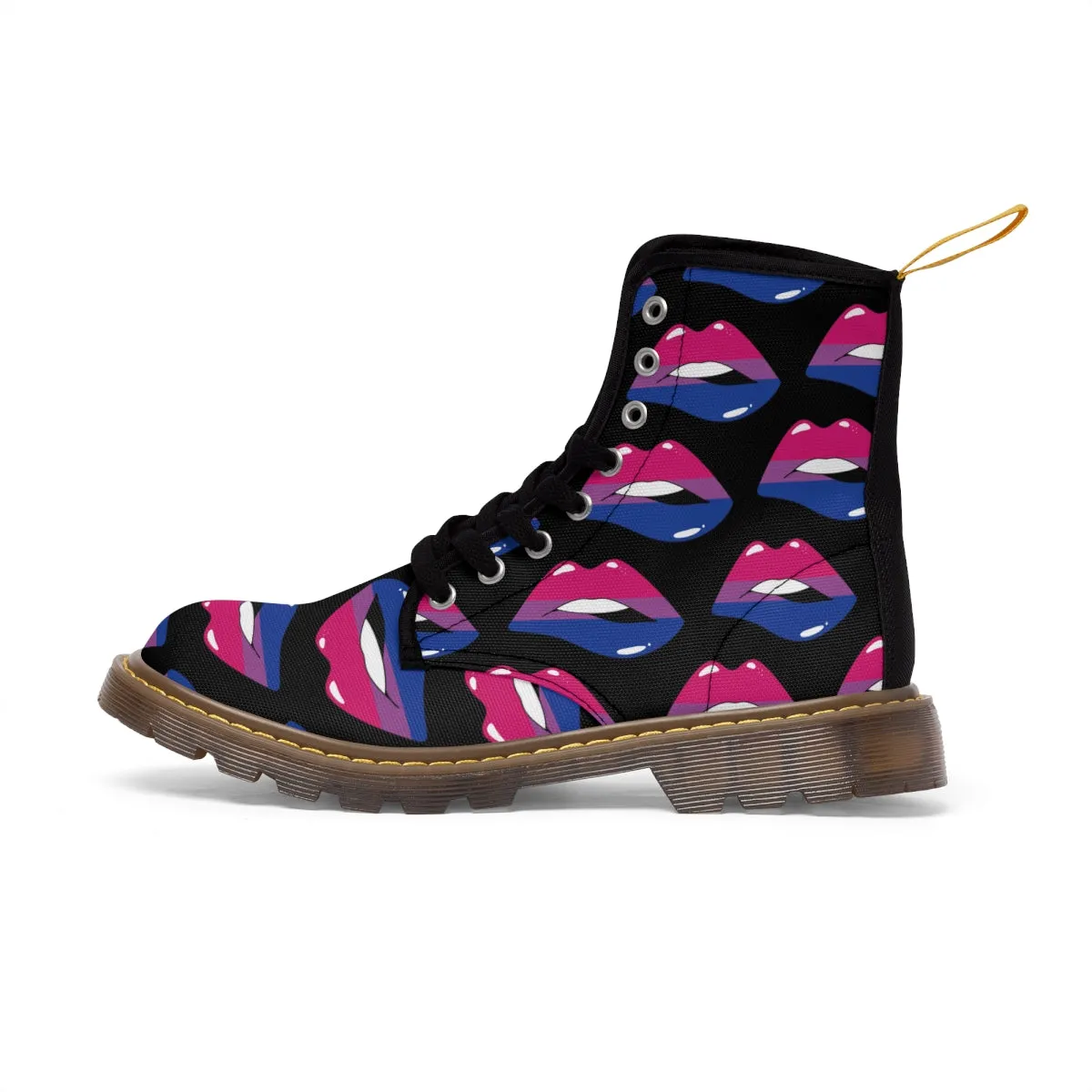 Bisexual Flag Kisses LGBTQ Black Canvas Boots Unisex Size