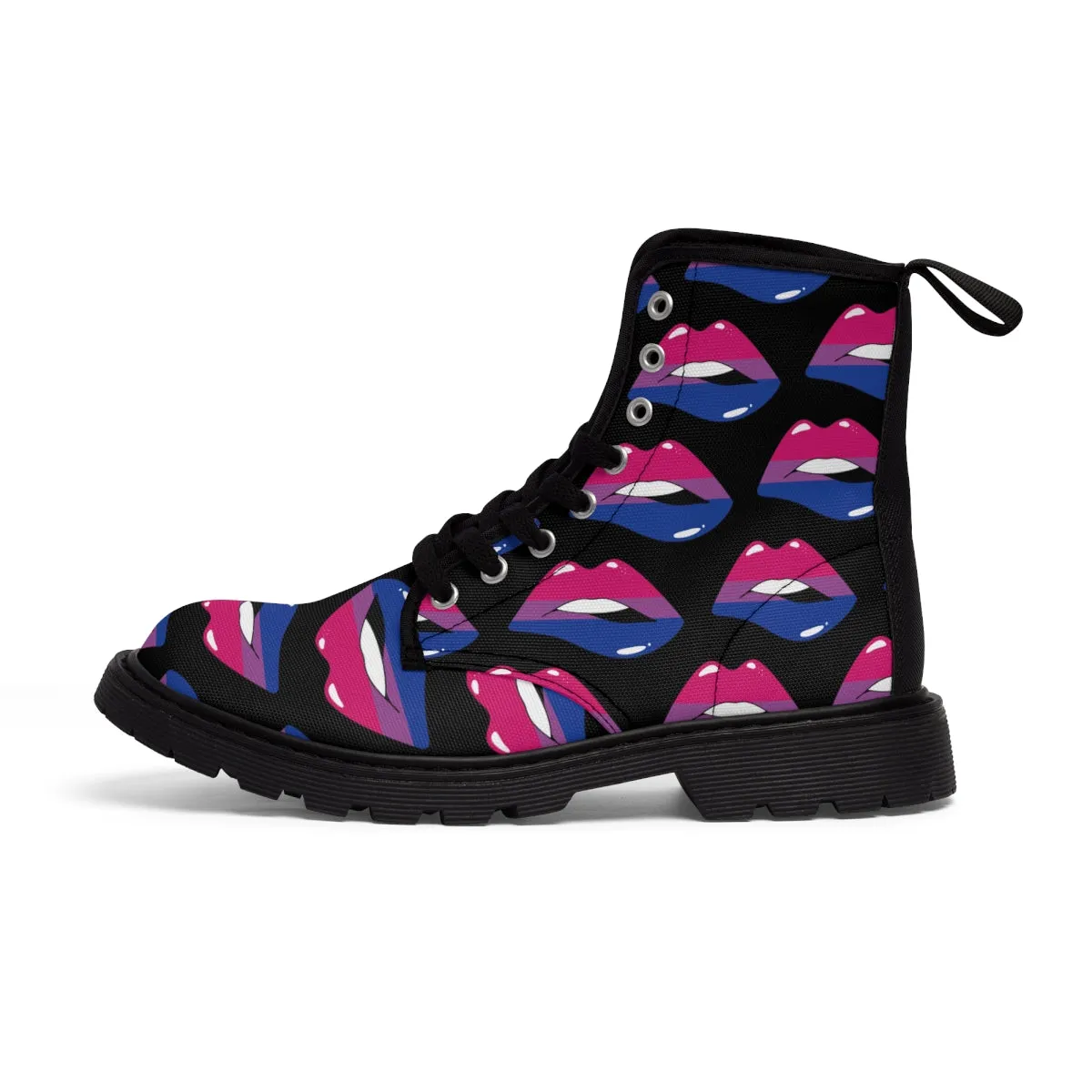 Bisexual Flag Kisses LGBTQ Black Canvas Boots Unisex Size