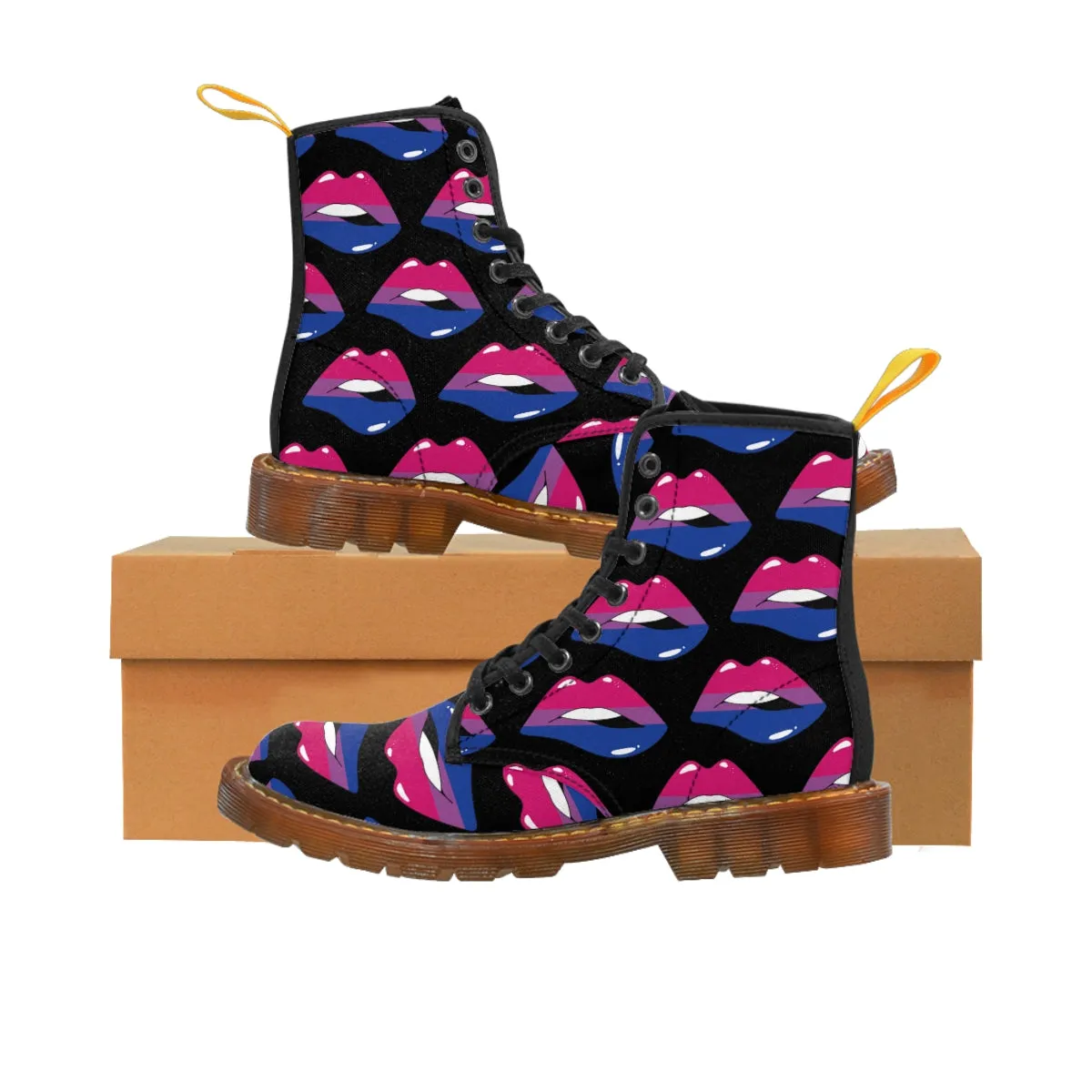 Bisexual Flag Kisses LGBTQ Black Canvas Boots Unisex Size