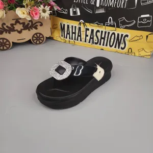 Black Wegde Slides with Studs