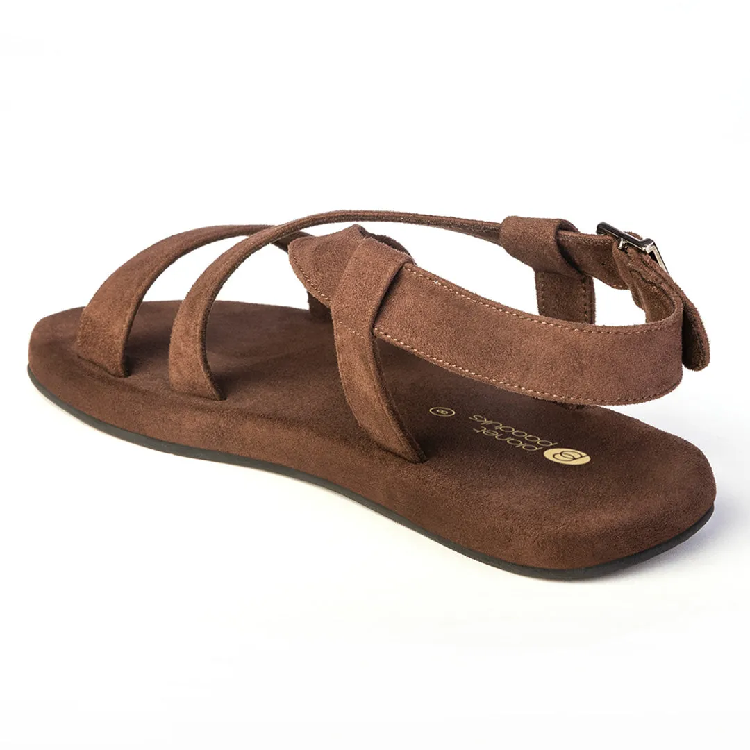 Calor Luxe - Crossover Vegan Suede Brown Men Sandals