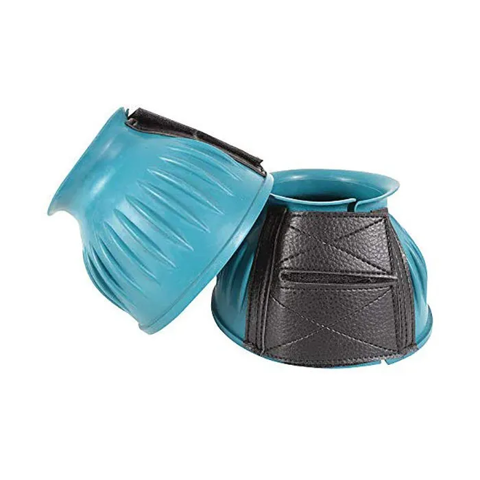 Cashel Teal Rubber Bell Boots with Velcro Closure