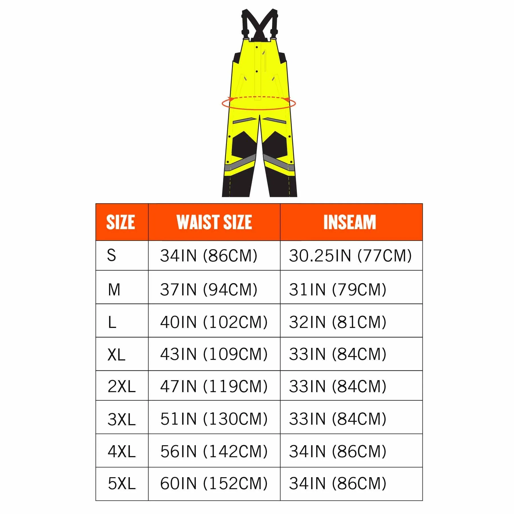 Ergodyne 25528 8928 4XL Lime Class E Hi-Vis Insulated Bibs