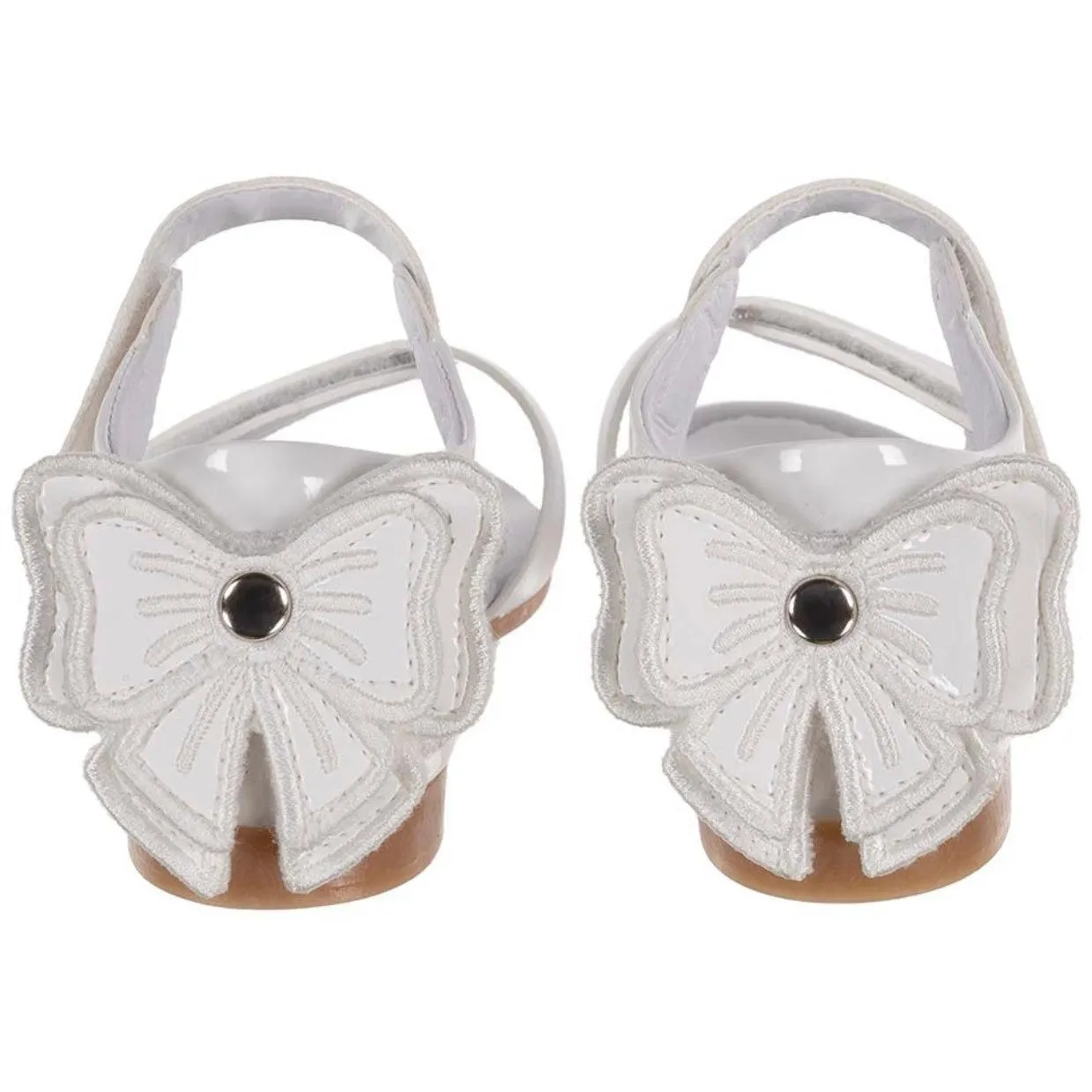 Girls White Bow Polkadot Sandals