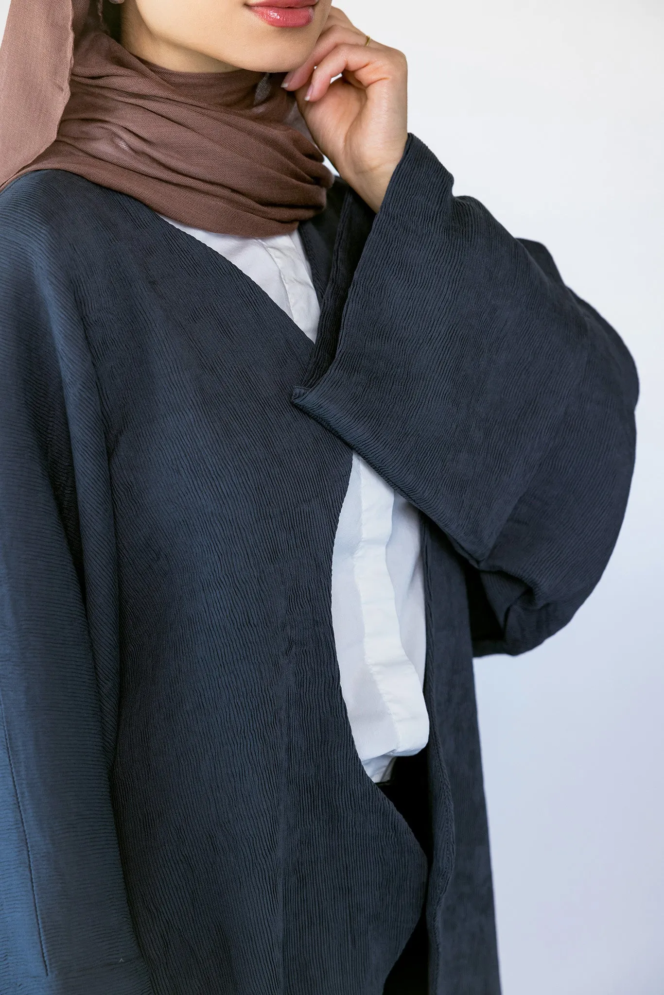 grey curve abaya