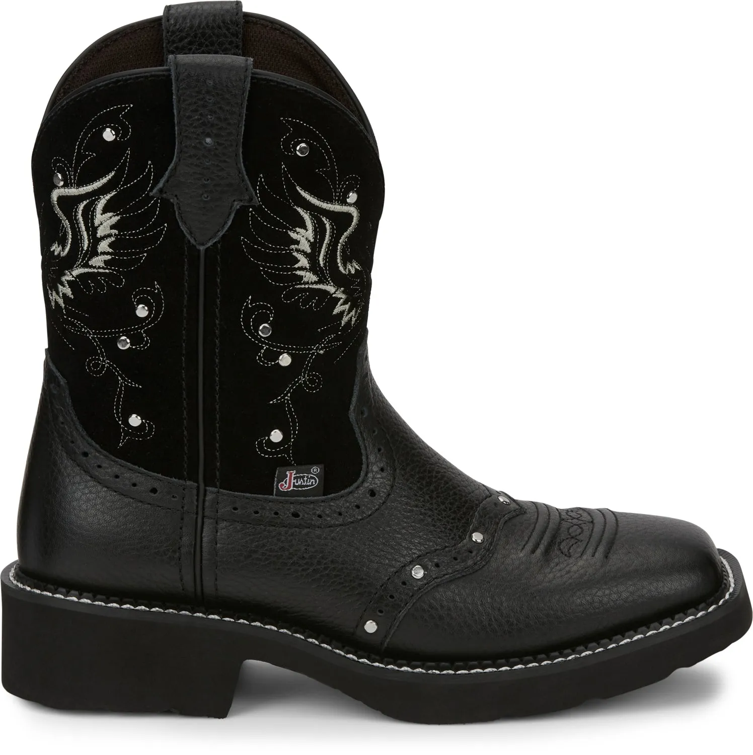 Justin 8in Womens Black Mandra Leather Cowboy Boots