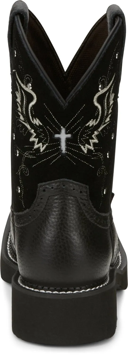 Justin 8in Womens Black Mandra Leather Cowboy Boots