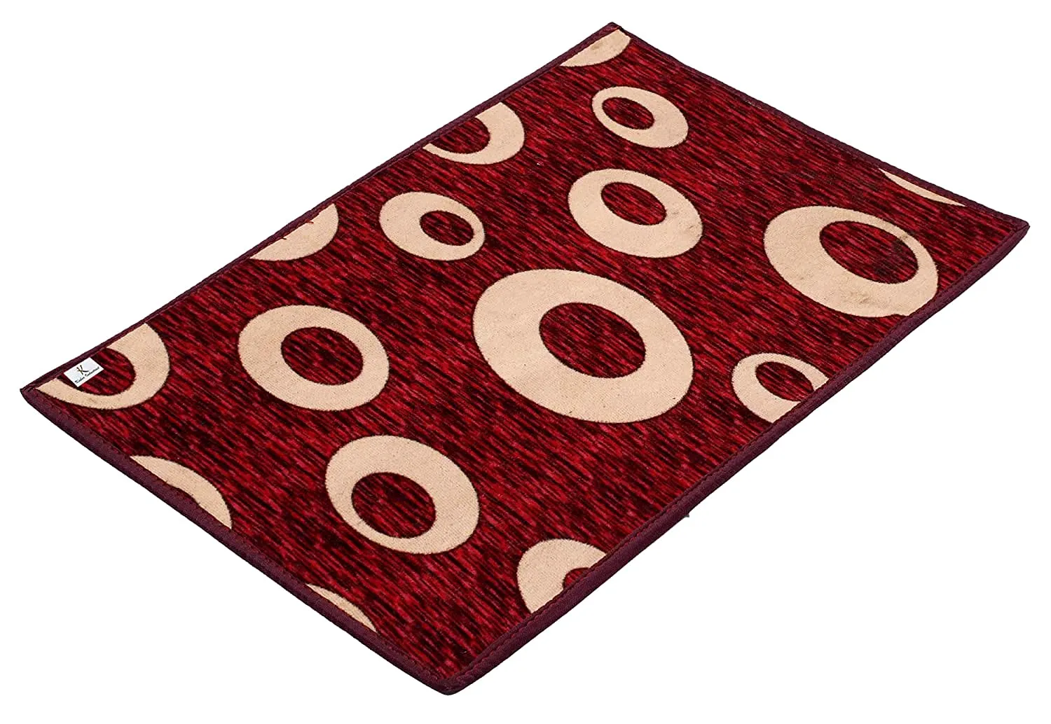 Kuber Industries Oval Dewsign Washable, Non Slip Velvet Doormat for Indoor (Maroon), Standard (HS39KUBMART022182)