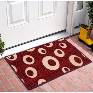 Kuber Industries Oval Dewsign Washable, Non Slip Velvet Doormat for Indoor (Maroon), Standard (HS39KUBMART022182)