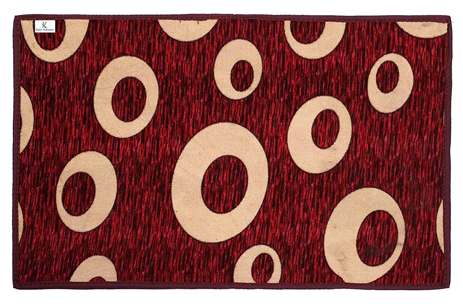 Kuber Industries Oval Dewsign Washable, Non Slip Velvet Doormat for Indoor (Maroon), Standard (HS39KUBMART022182)