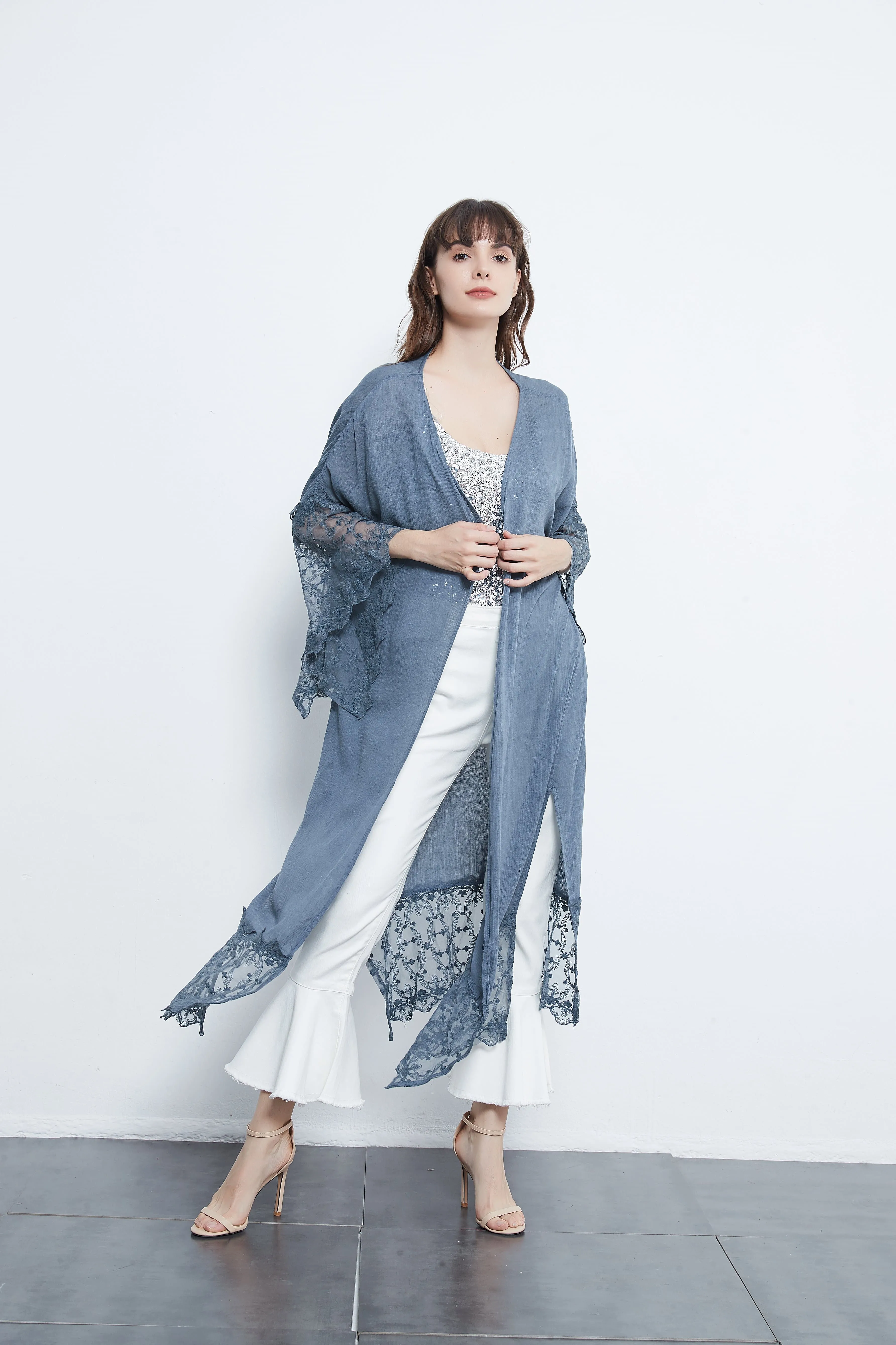 Long Lace Kimono Cardigan