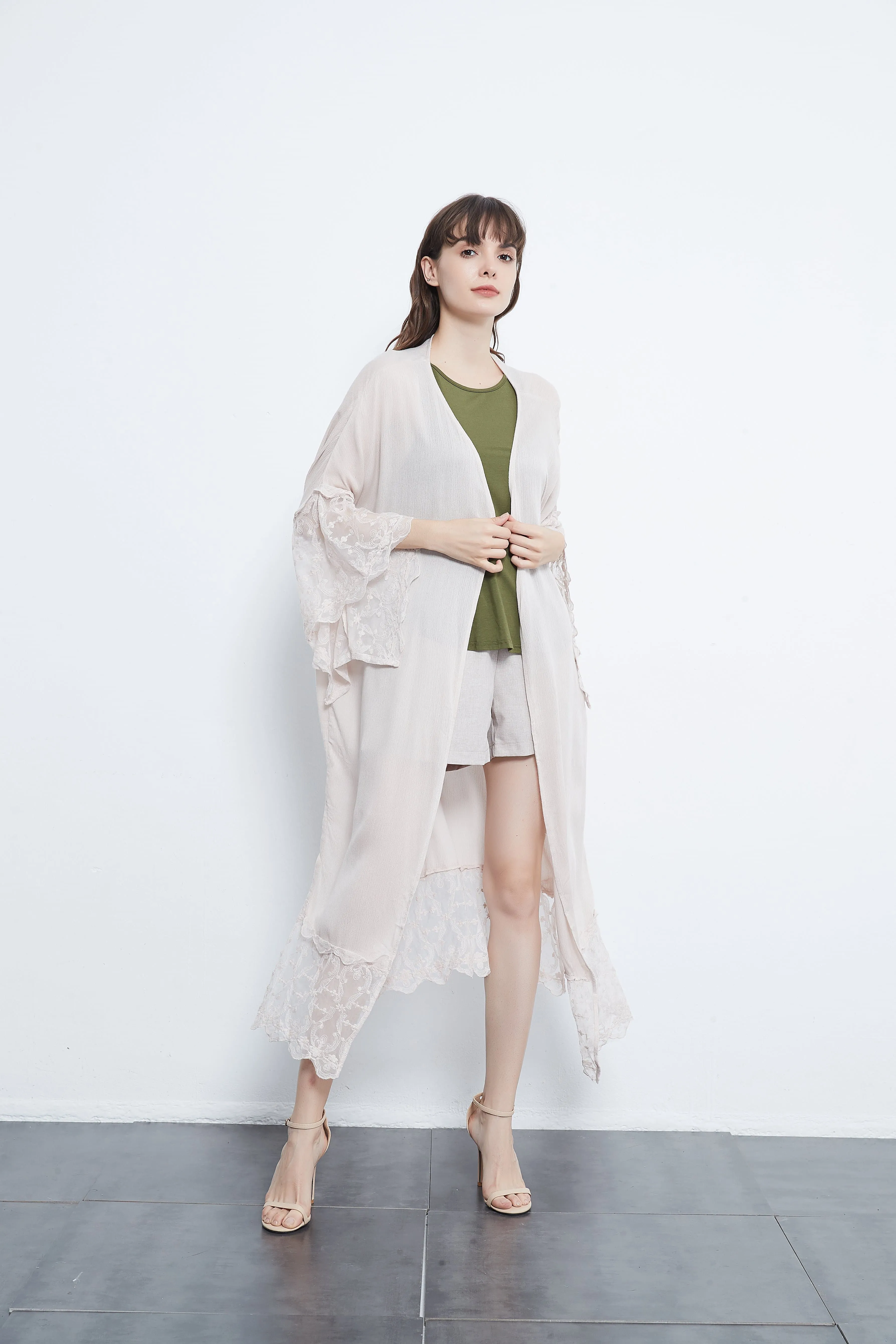 Long Lace Kimono Cardigan