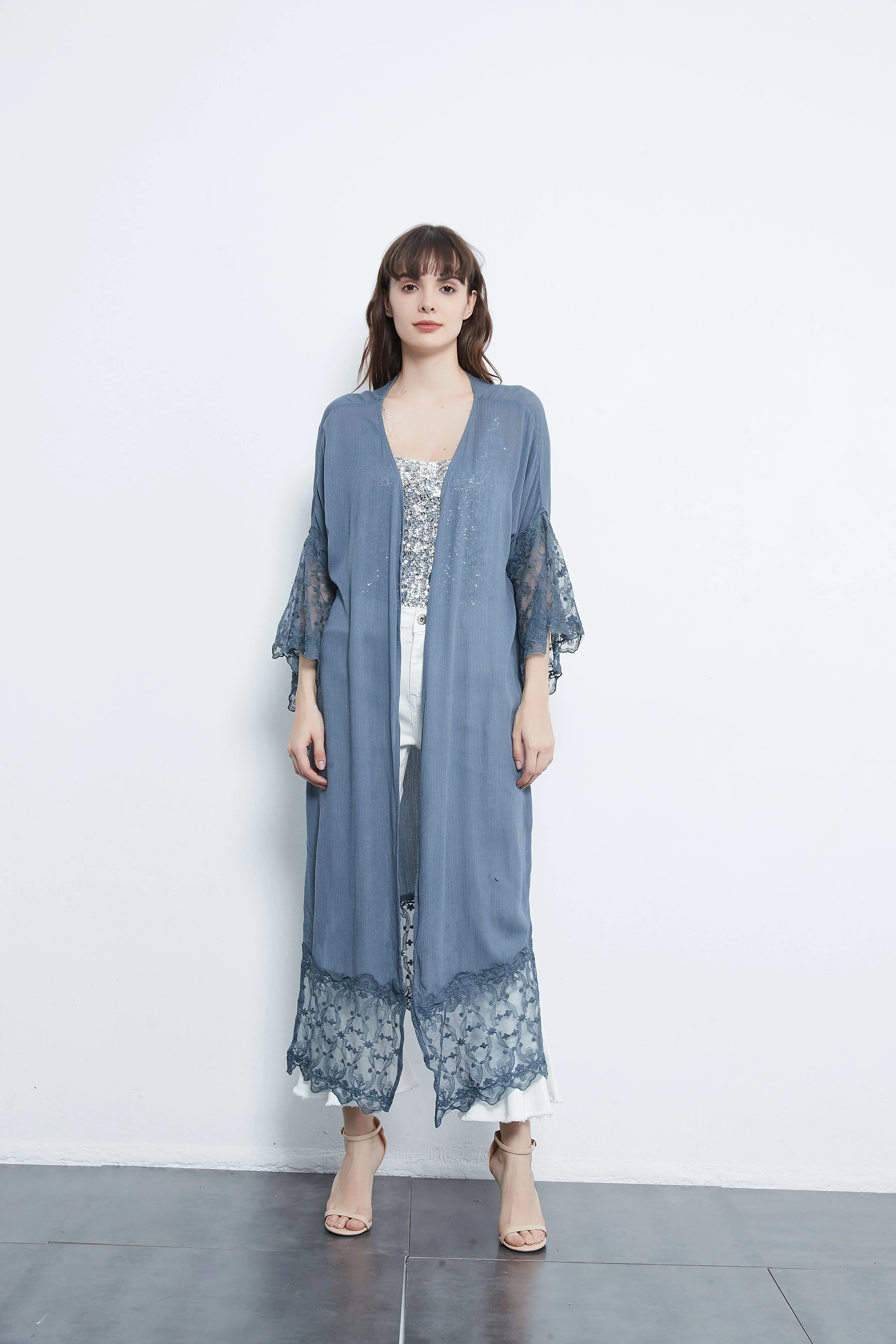 Long Lace Kimono Cardigan