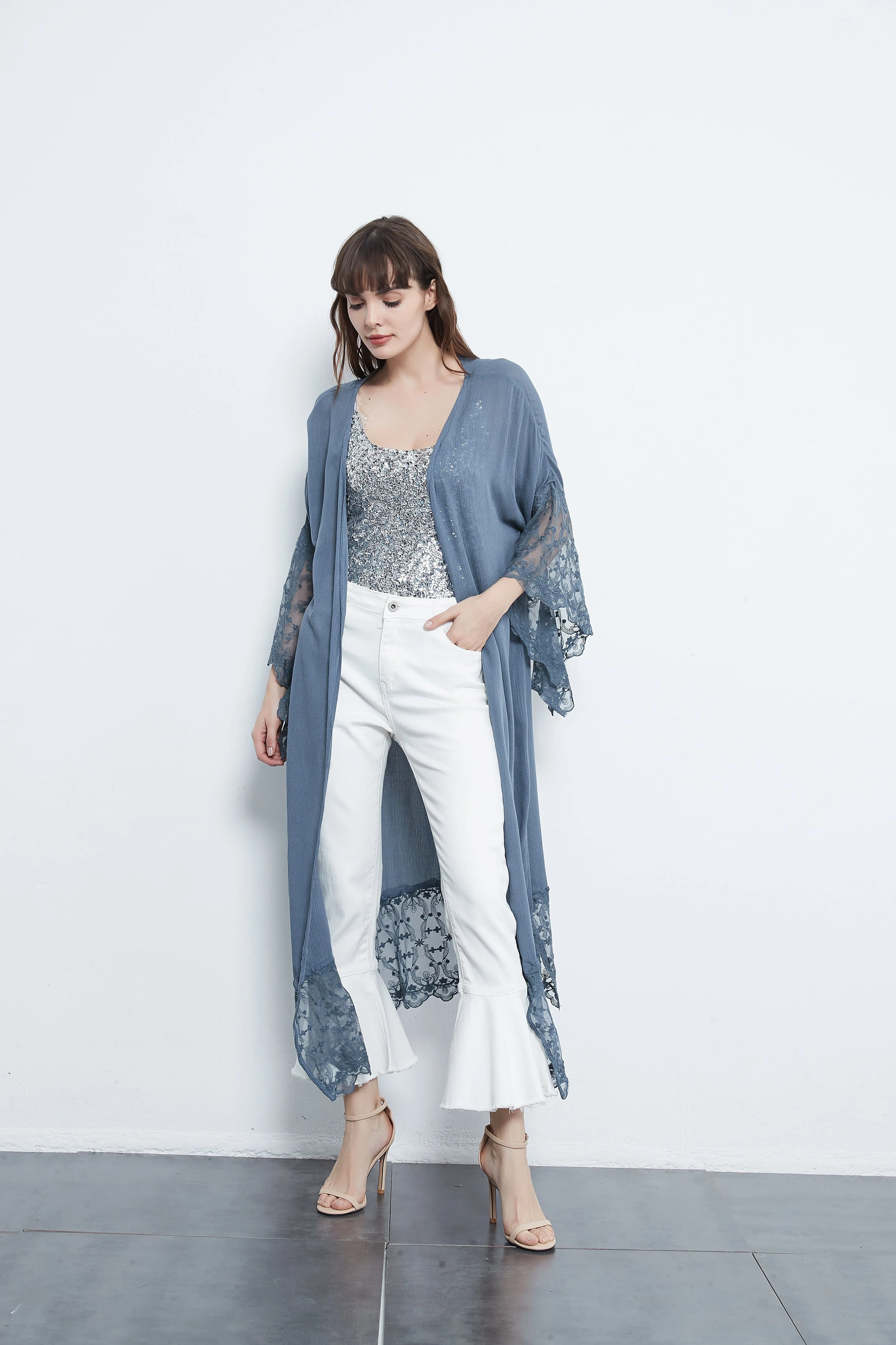 Long Lace Kimono Cardigan