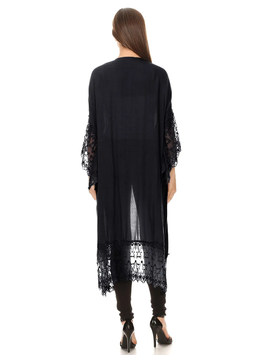 Long Lace Kimono Cardigan