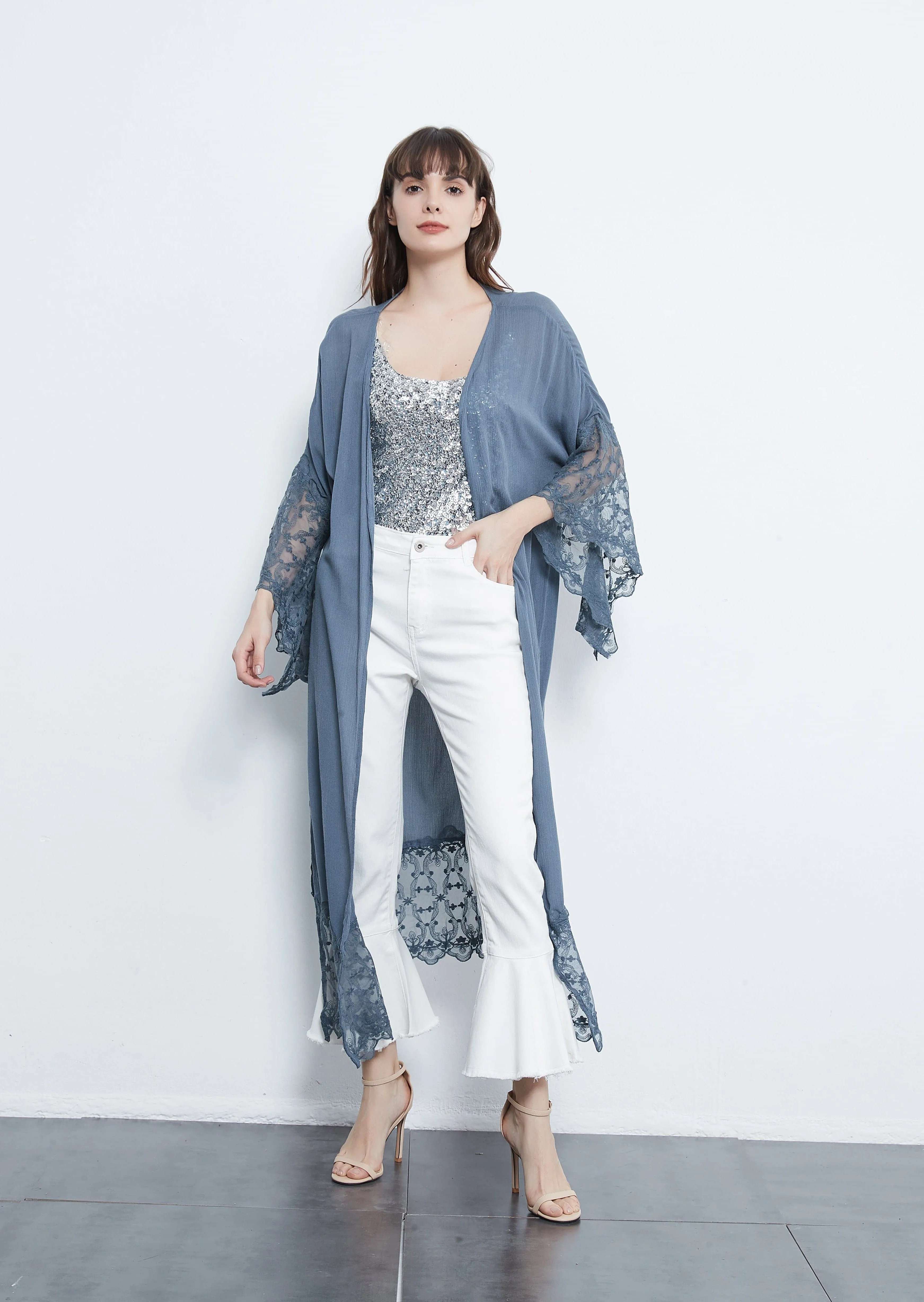 Long Lace Kimono Cardigan