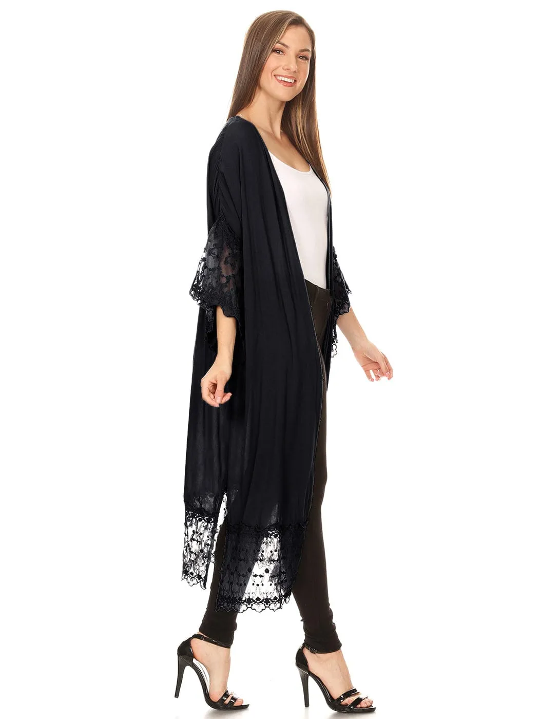 Long Lace Kimono Cardigan