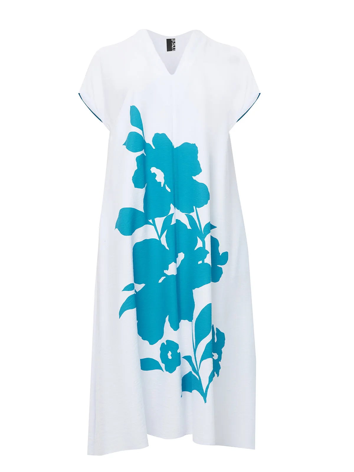 Mat White & Turquoise Floral Dress