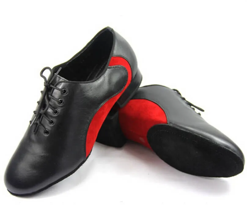 Men Black Leather Ballroom Shoes Latin Salsa Dance Shoes