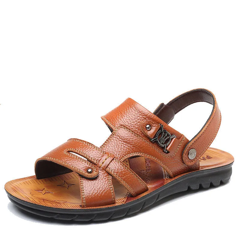 Men Premium Leather Anti-Slip Beach Sandals