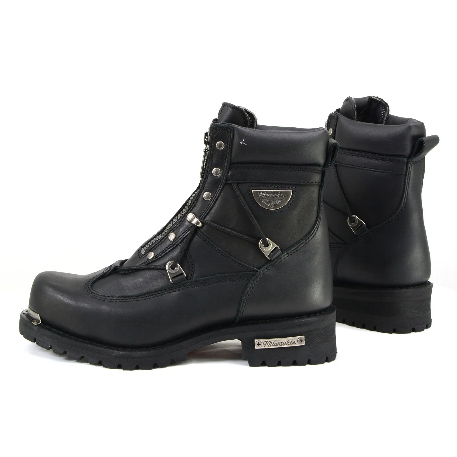 Milwaukee Motorcycle Clothing Company MB440 Men's Black Throttle Motorcycle Leather Boots