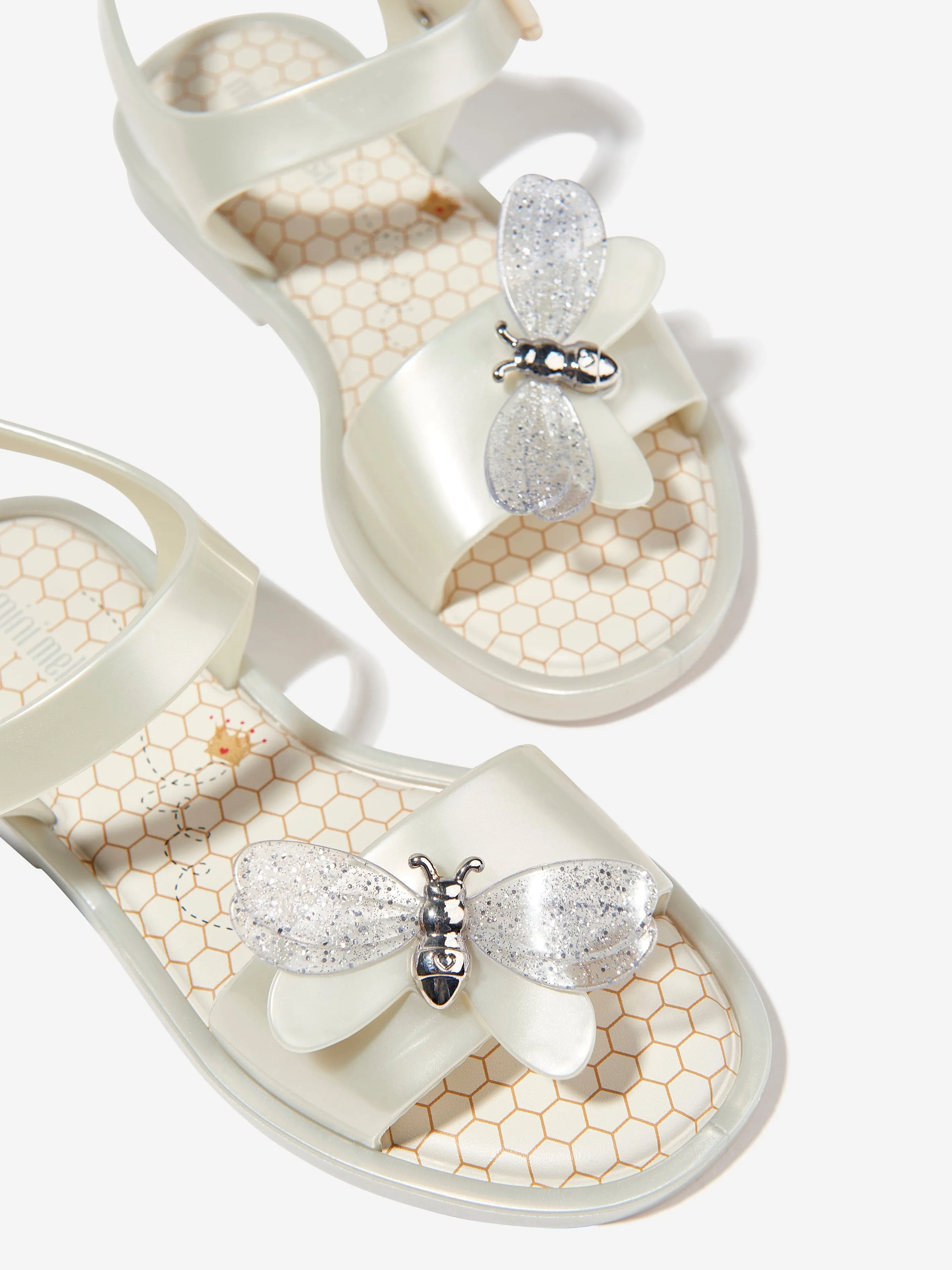 Mini Melissa Girls Mar Bugs Sandals in Ivory