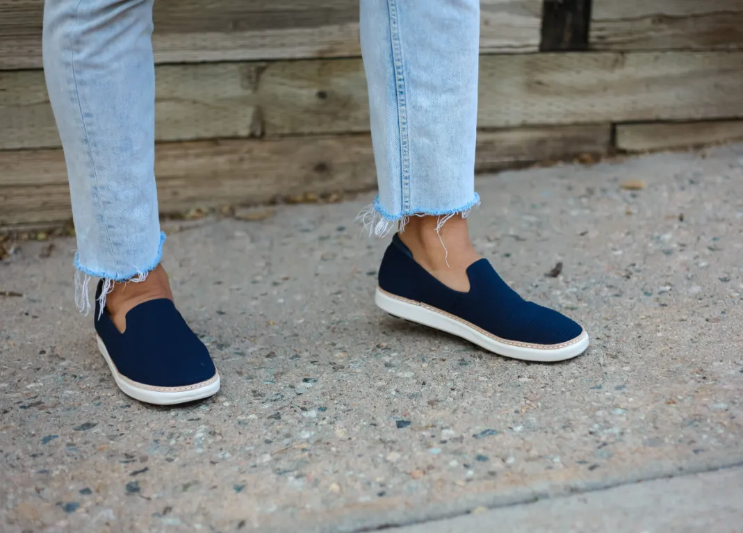 Navy Bamboo Knit Grounding Slip-On