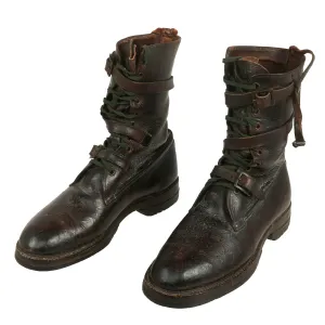 Original U.S. WWII Matched Private Purchase Wrap Around Strap / Lace Up Closure Tanker Boots - Size 10 ½