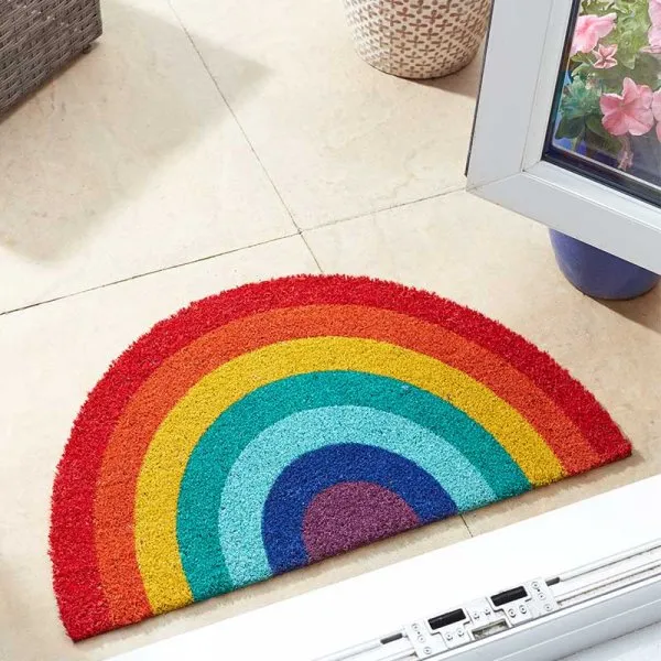 Outside In Rainbow Crescent Door Mat