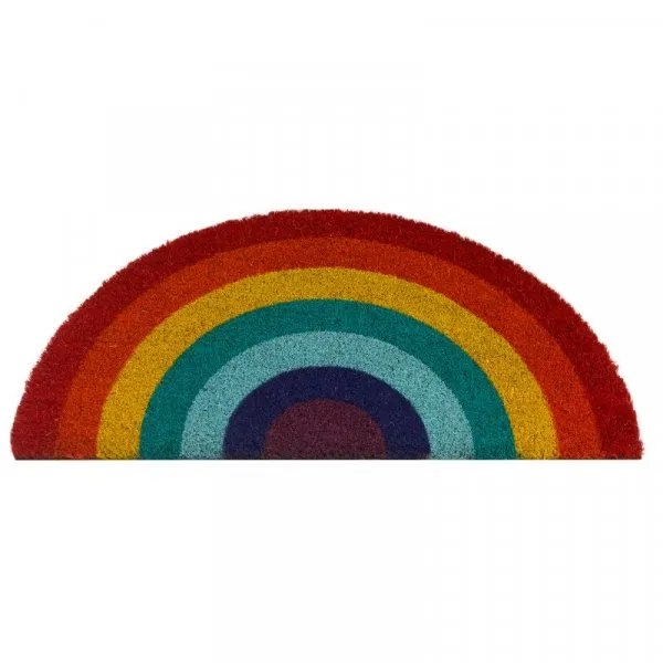 Outside In Rainbow Crescent Door Mat