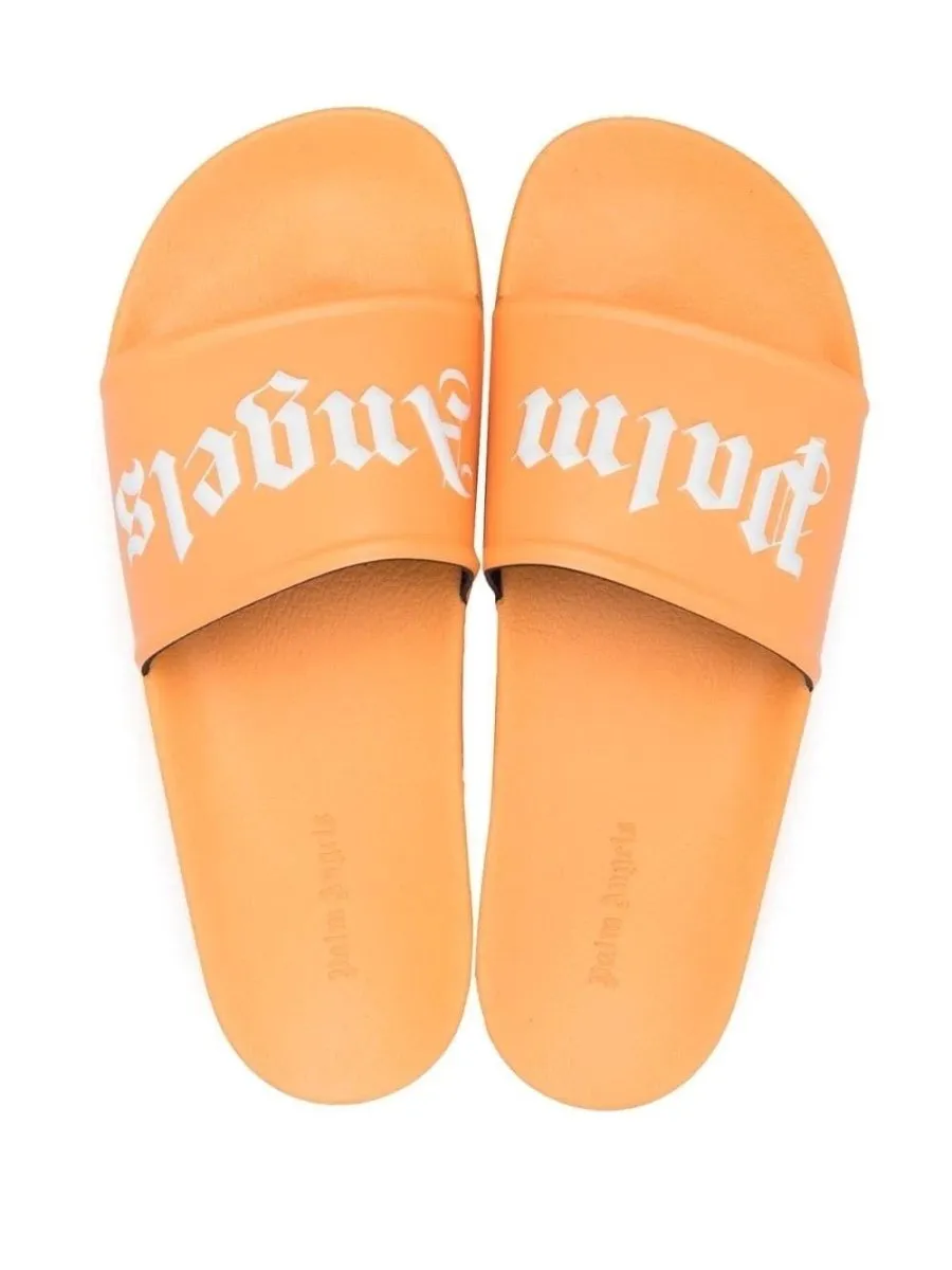 Palm Angels Pool Slides Orange White