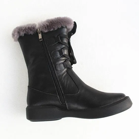 Pure Leather Waterproof Winter Boots With Fur 35-41