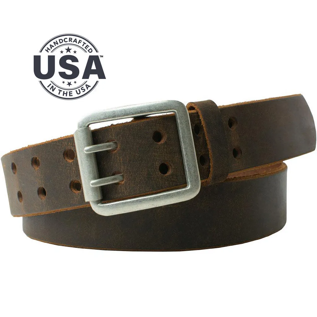 Ridgeline Trail Brown Distressed Leather Belt by Nickel Smart®