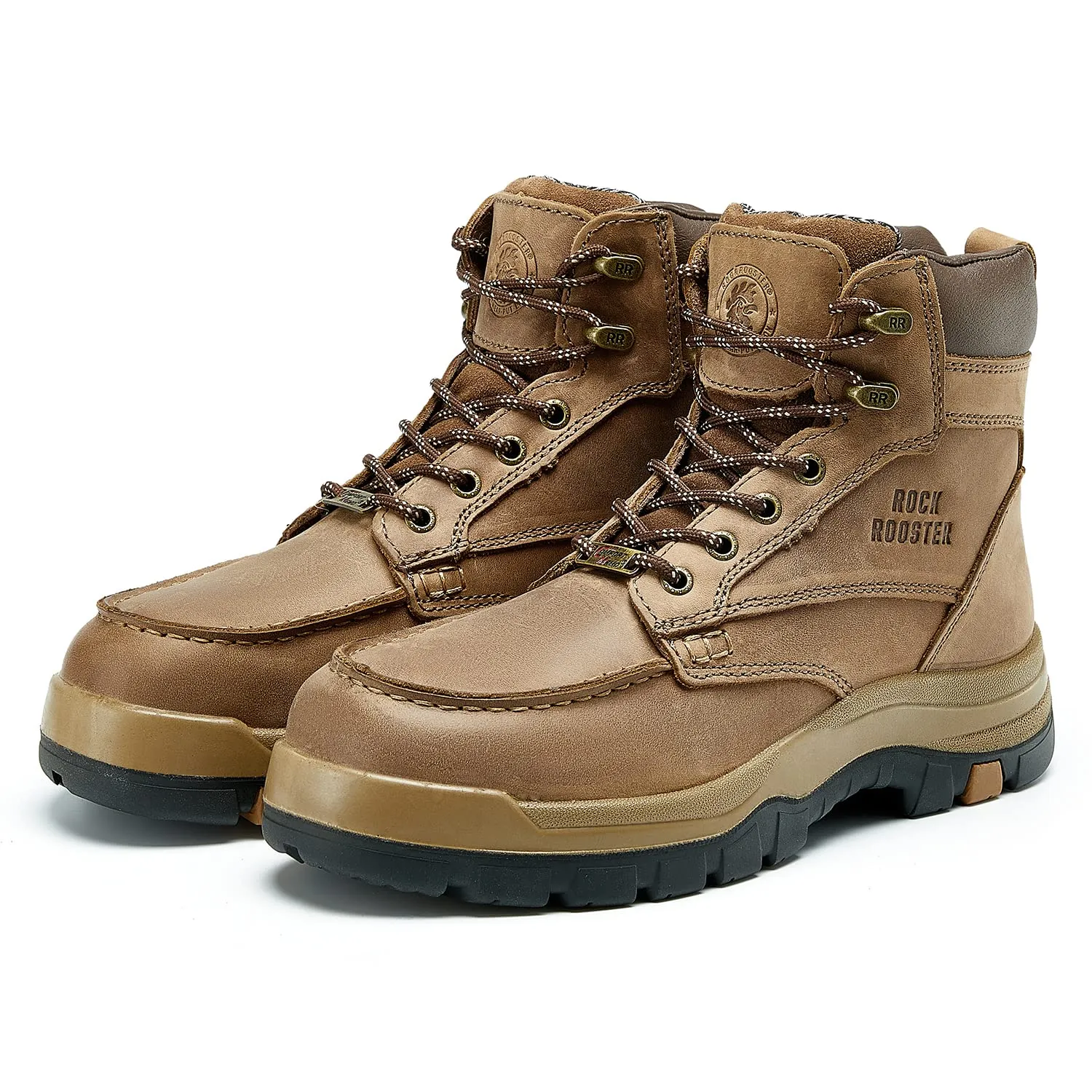 ROCKROOSTER Zumbro 6 inch Wide Steel Toe, Waterproof, Rubber Outsole, EH Protection,, ASTM 2413, Work Boots AK370