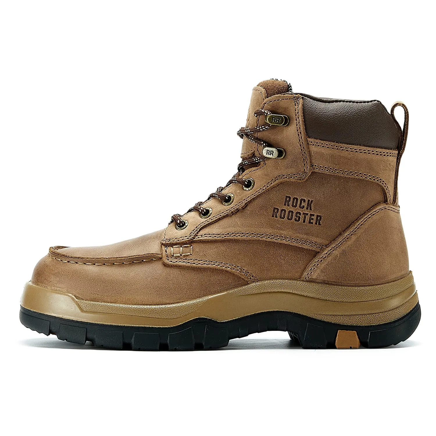 ROCKROOSTER Zumbro 6 inch Wide Steel Toe, Waterproof, Rubber Outsole, EH Protection,, ASTM 2413, Work Boots AK370