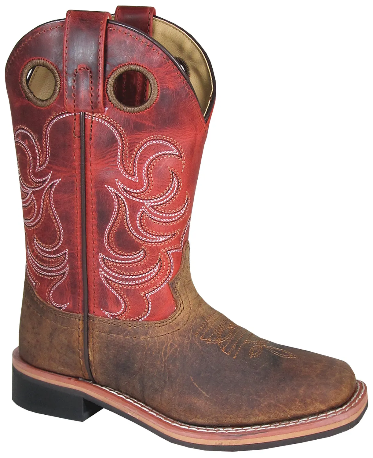 Smoky Mountain Youth Boys Jesse Burnt Apple/Brown Leather Cowboy Boots