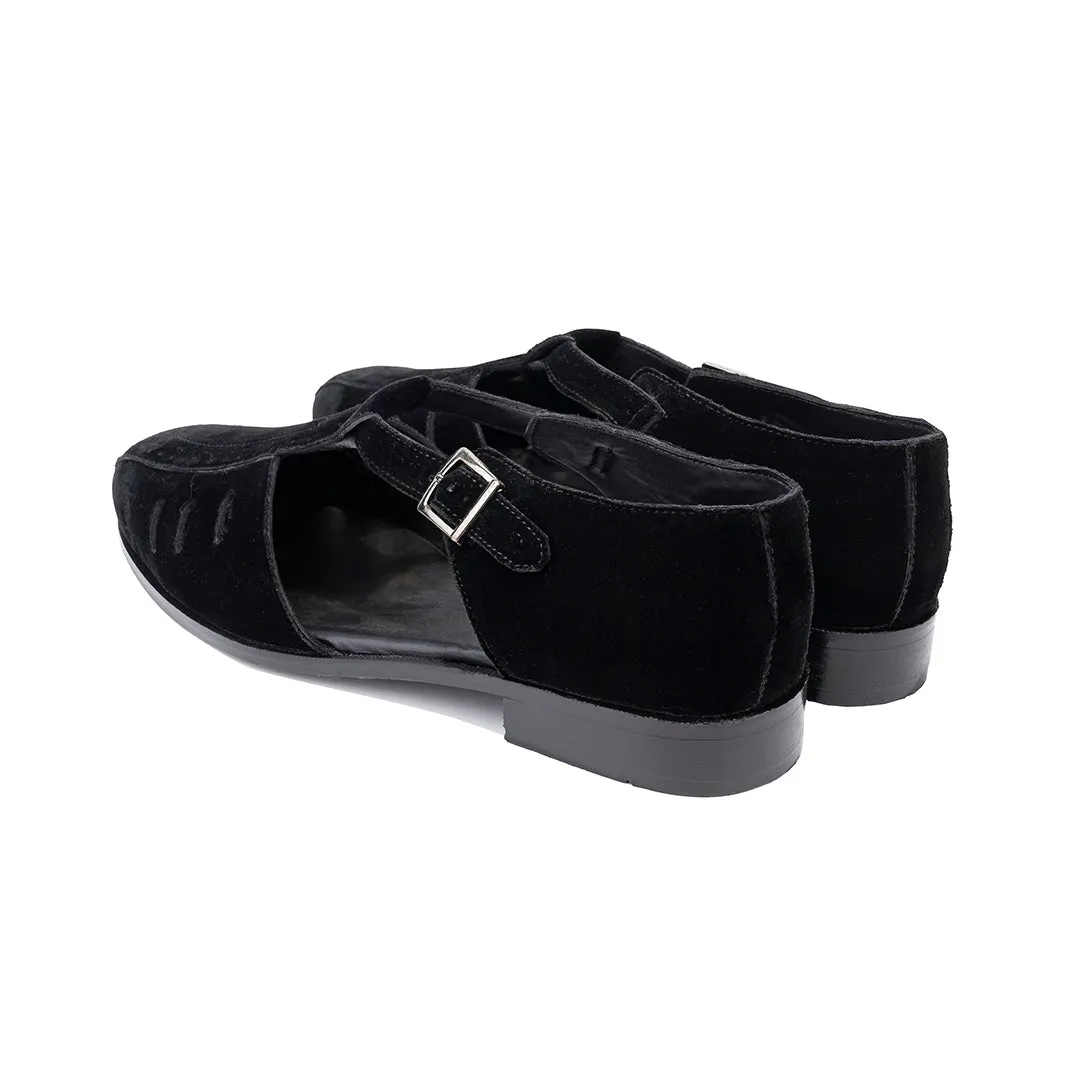 The Alternate Velvet Sandals- Black