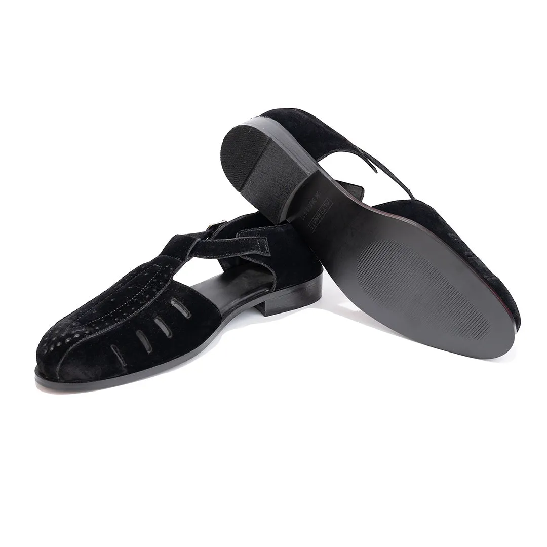 The Alternate Velvet Sandals- Black